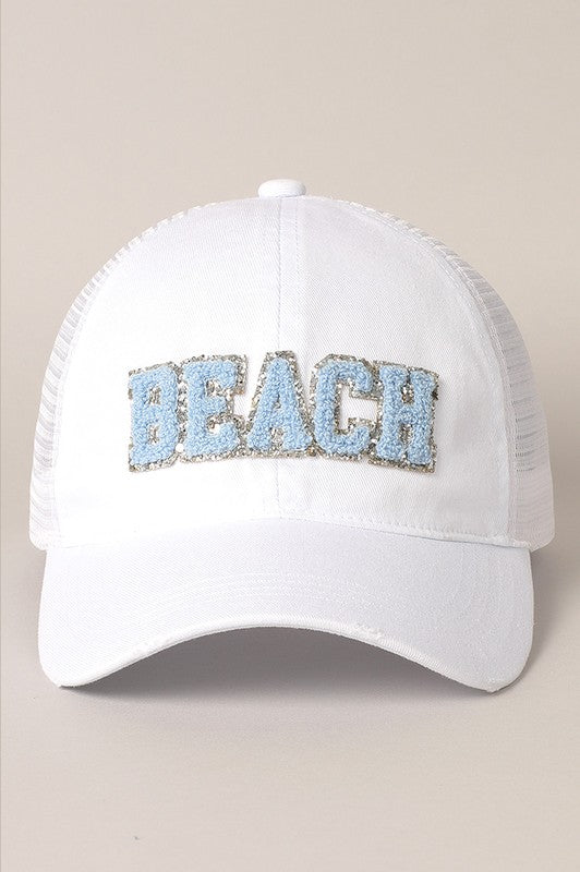 Beach Letter Mesh Back Cap