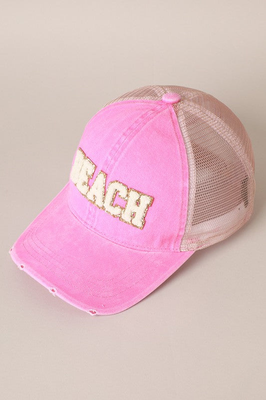 Beach Letter Mesh Back Cap | Evercado