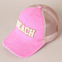 Beach Letter Mesh Back Cap