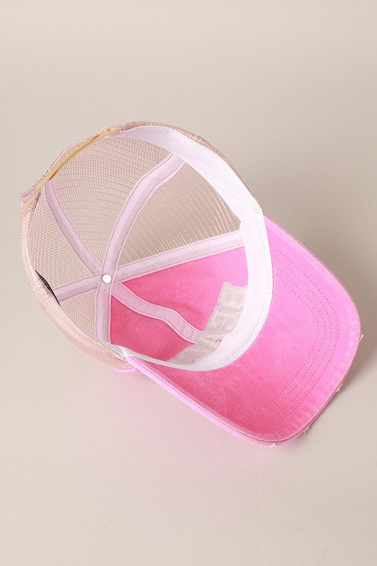 Beach Letter Mesh Back Cap