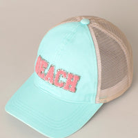 Beach Letter Mesh Back Cap