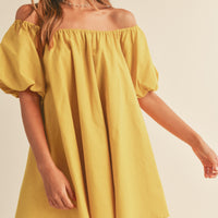 Off Shoulder Puff Sleeve Mini Dress