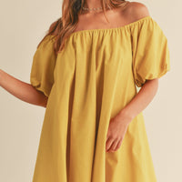 Off Shoulder Puff Sleeve Mini Dress