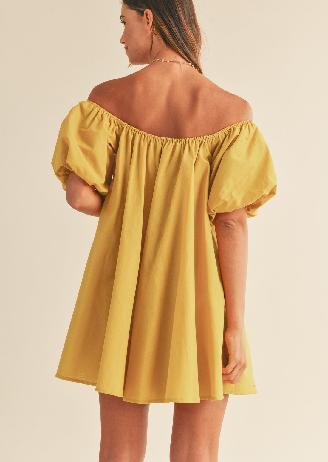 Off Shoulder Puff Sleeve Mini Dress