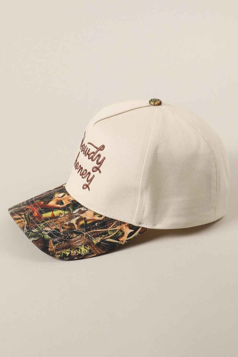 Howdy Honey Embroidered Camo Trucker Hat