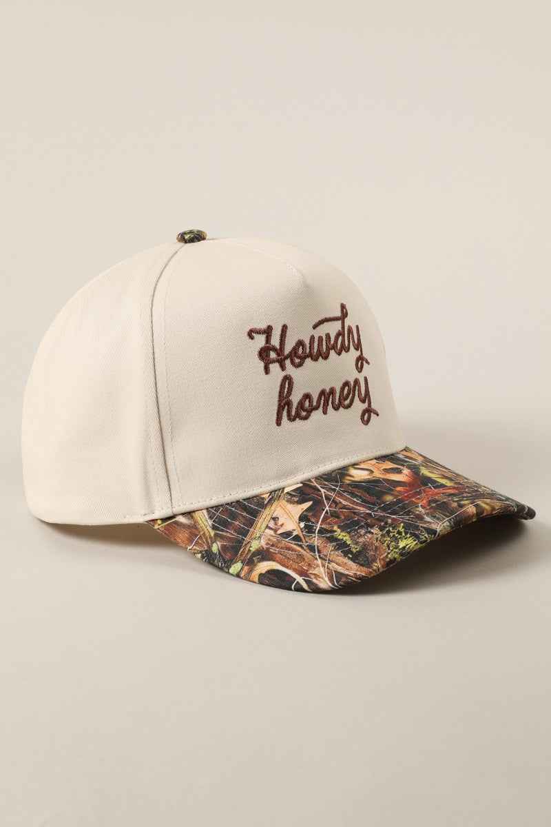 Howdy Honey Embroidered Camo Trucker Hat