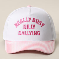 Really Busy Dilly Dallying Trucker Hat | Cute Embroidered Seersucker Baseball Cap