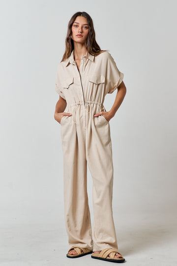 Linen Zip Up Jumpsuit