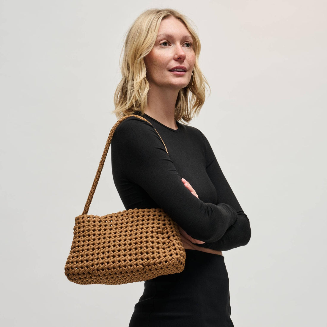 Braided Woven Neoprene Shoulder Bag (with Removable Zip Pouch)