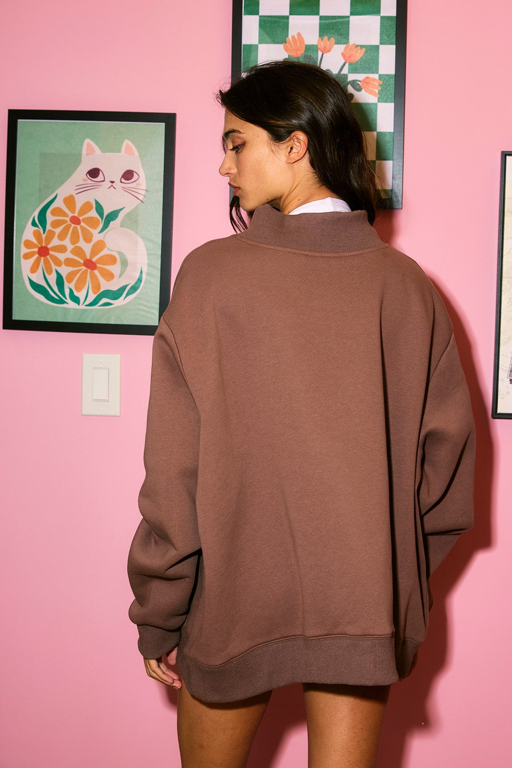 Nashville & Broadway Reversible Mock Neck Oversized Sweatshirt