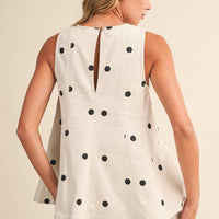 IST6095-A Polka Dot Denim Longline Top and Short Set