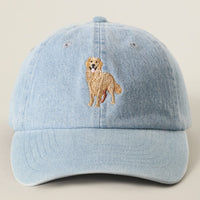 Black Washed Golden Retriever Embroidered Cap