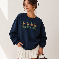 Duck Duck Goose Graphic Oversized Sweatshirt – Navy