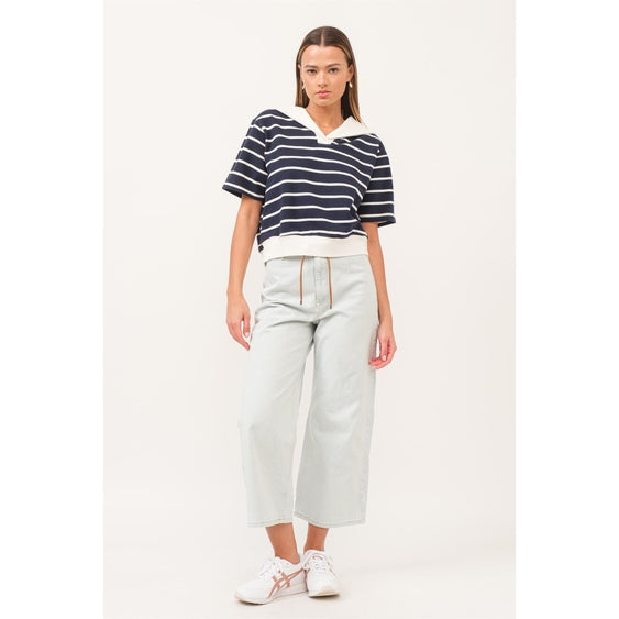 Sailor Collar Striped Top