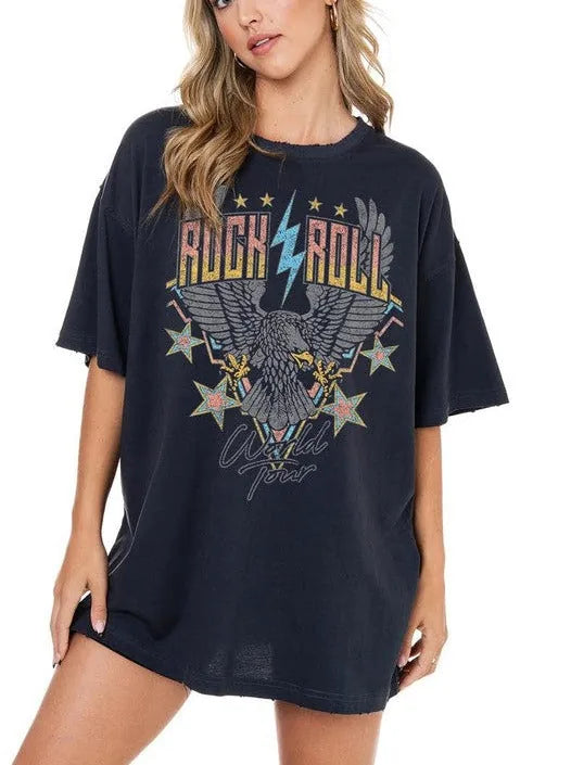 Rock and Roll Oversize Vintage Graphic Tee