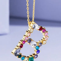 Multi Colored Rhinestone Letter Necklace
