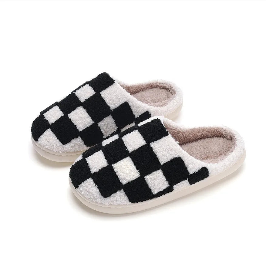 Soft Plush Checker Slipper