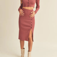 Knit Top and Midi Skirt Set