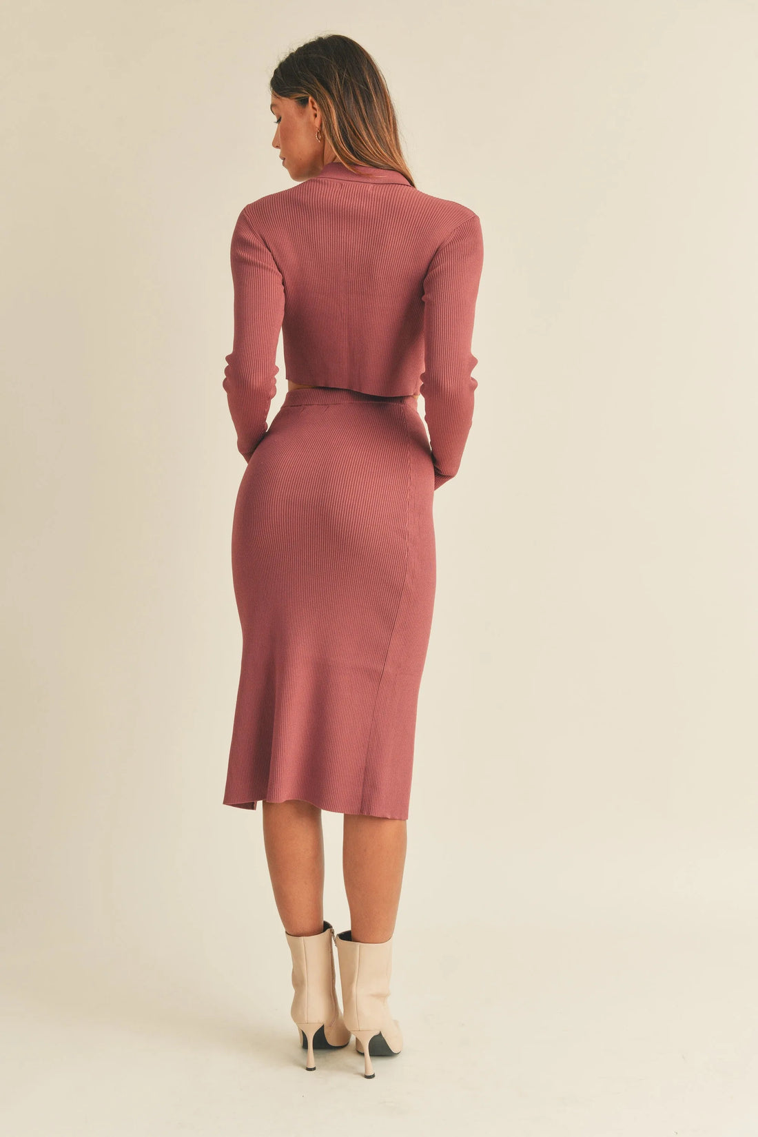 Knit Top and Midi Skirt Set
