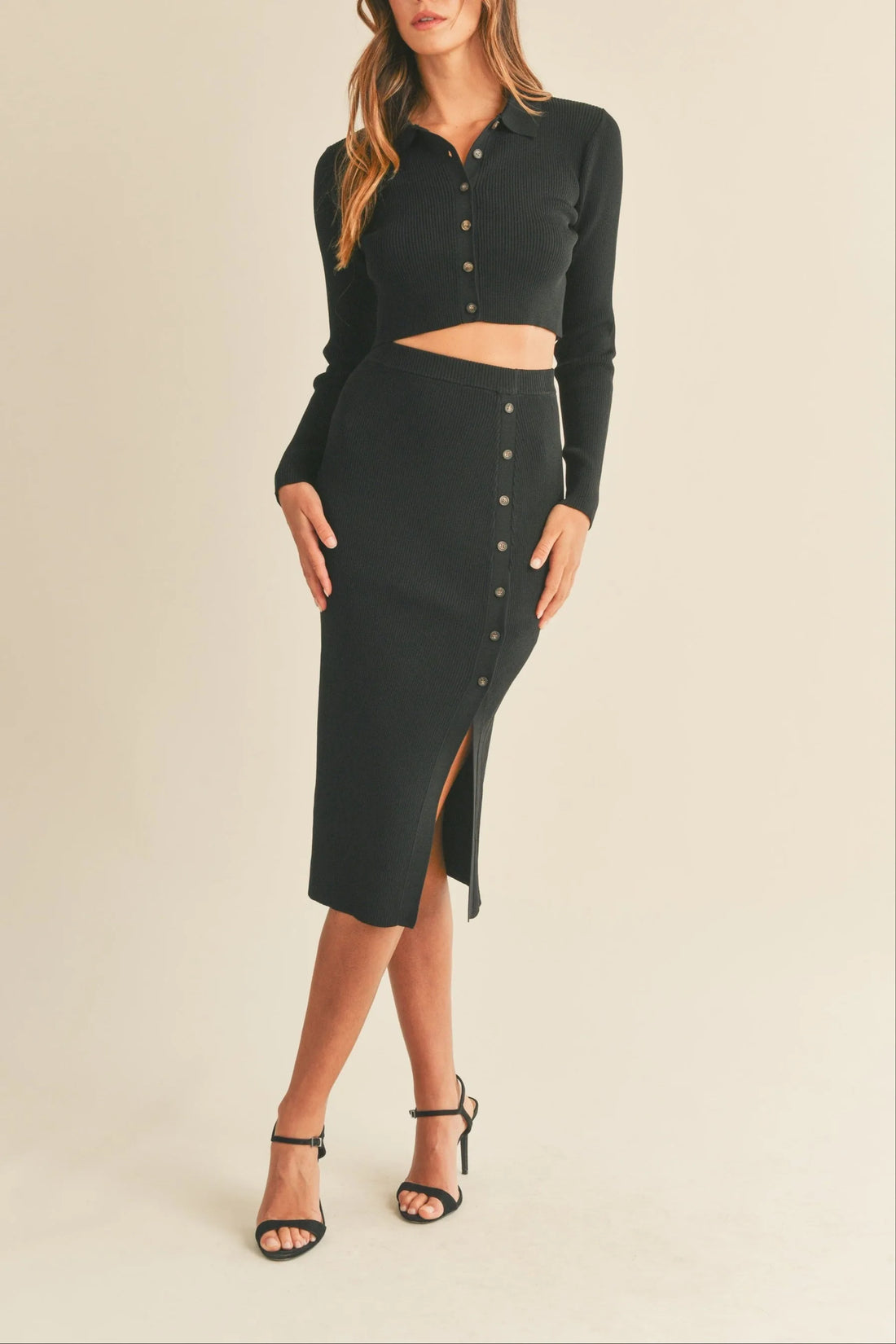 Knit Top and Midi Skirt Set
