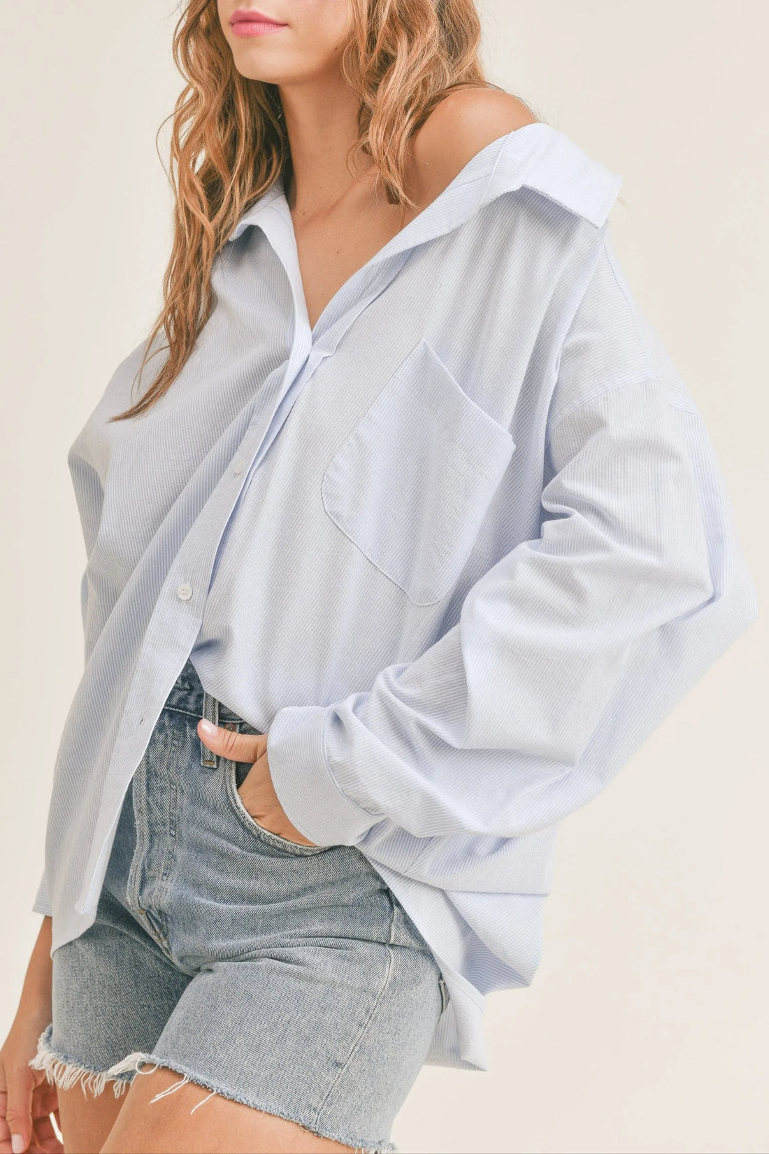 Oversized Stripe Button Down Shirt