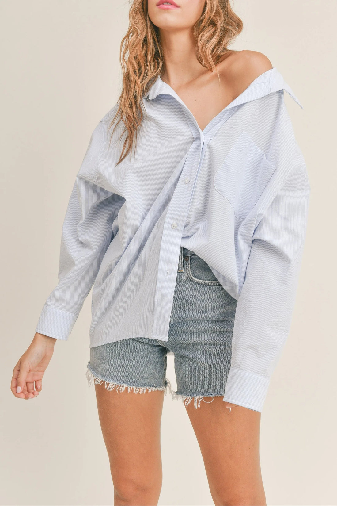 Oversized Stripe Button Down Shirt