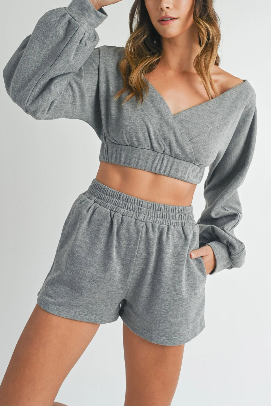 Off Shoulder Crop Top & Shorts Set