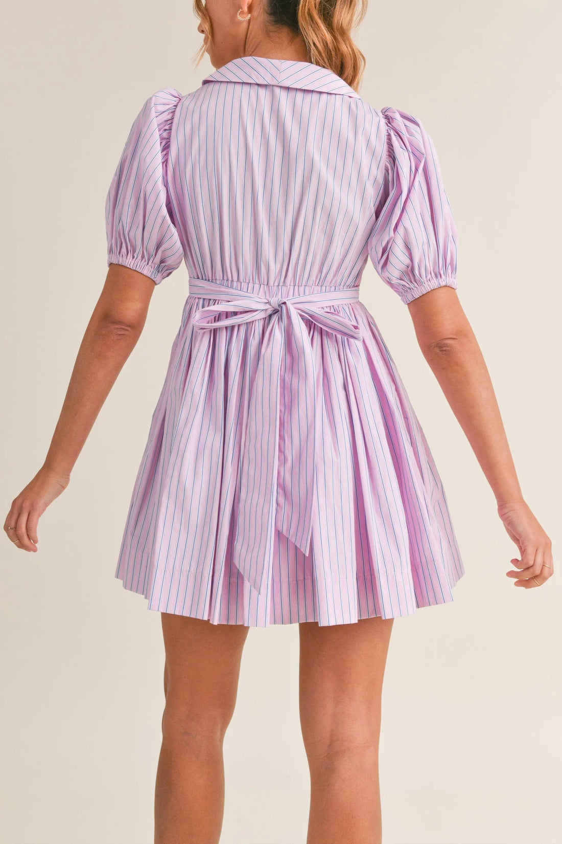 Pinstripe Collared Babydoll Dress