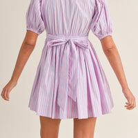 Pinstripe Collared Babydoll Dress