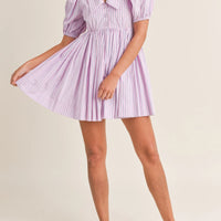 Pinstripe Collared Babydoll Dress