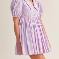Pinstripe Collared Babydoll Dress