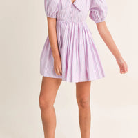 Pinstripe Collared Babydoll Dress