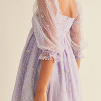 Swiss Dot Mesh Sleeve Dress