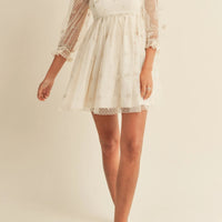 Swiss Dot Mesh Sleeve Dress