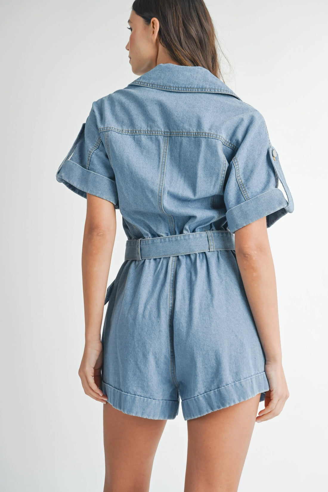 Moto Collar Denim Romper