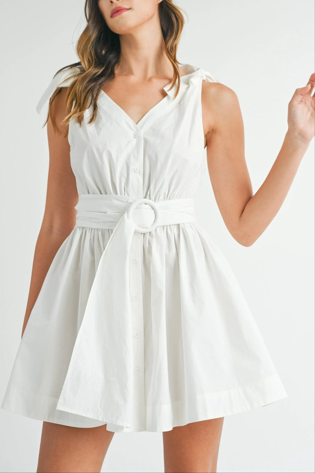 Sleeveless Shoulder Tie Mini Dress