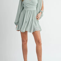 Back Lace Up Ruffle Mini Dress