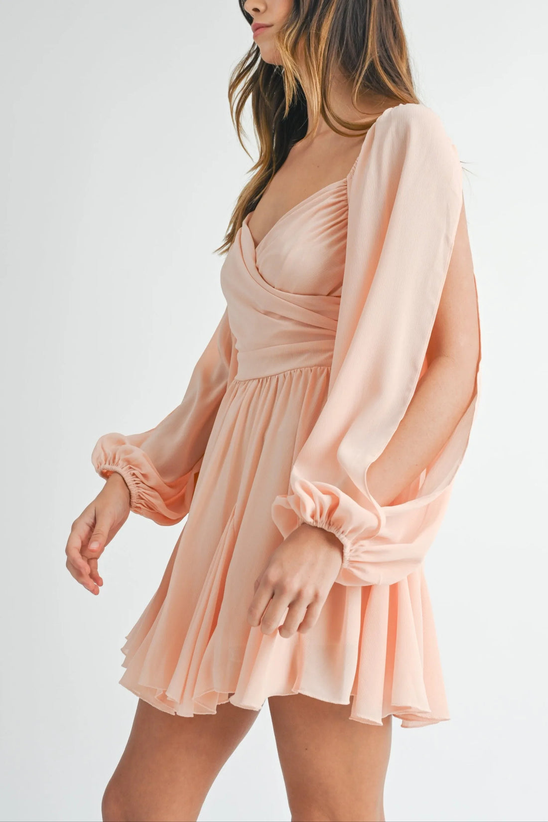 Back Lace Up Ruffle Mini Dress