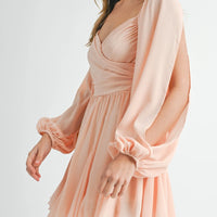 Back Lace Up Ruffle Mini Dress