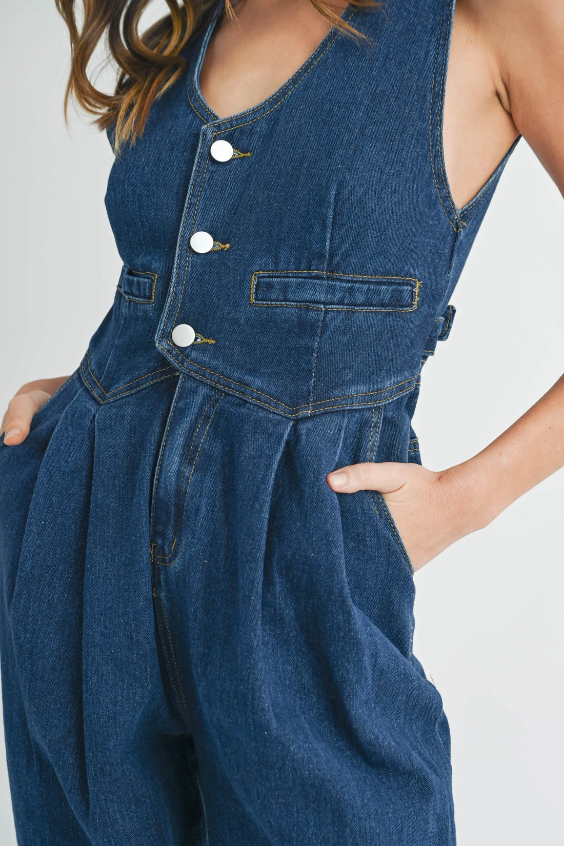 Denim Vest Jumpsuit