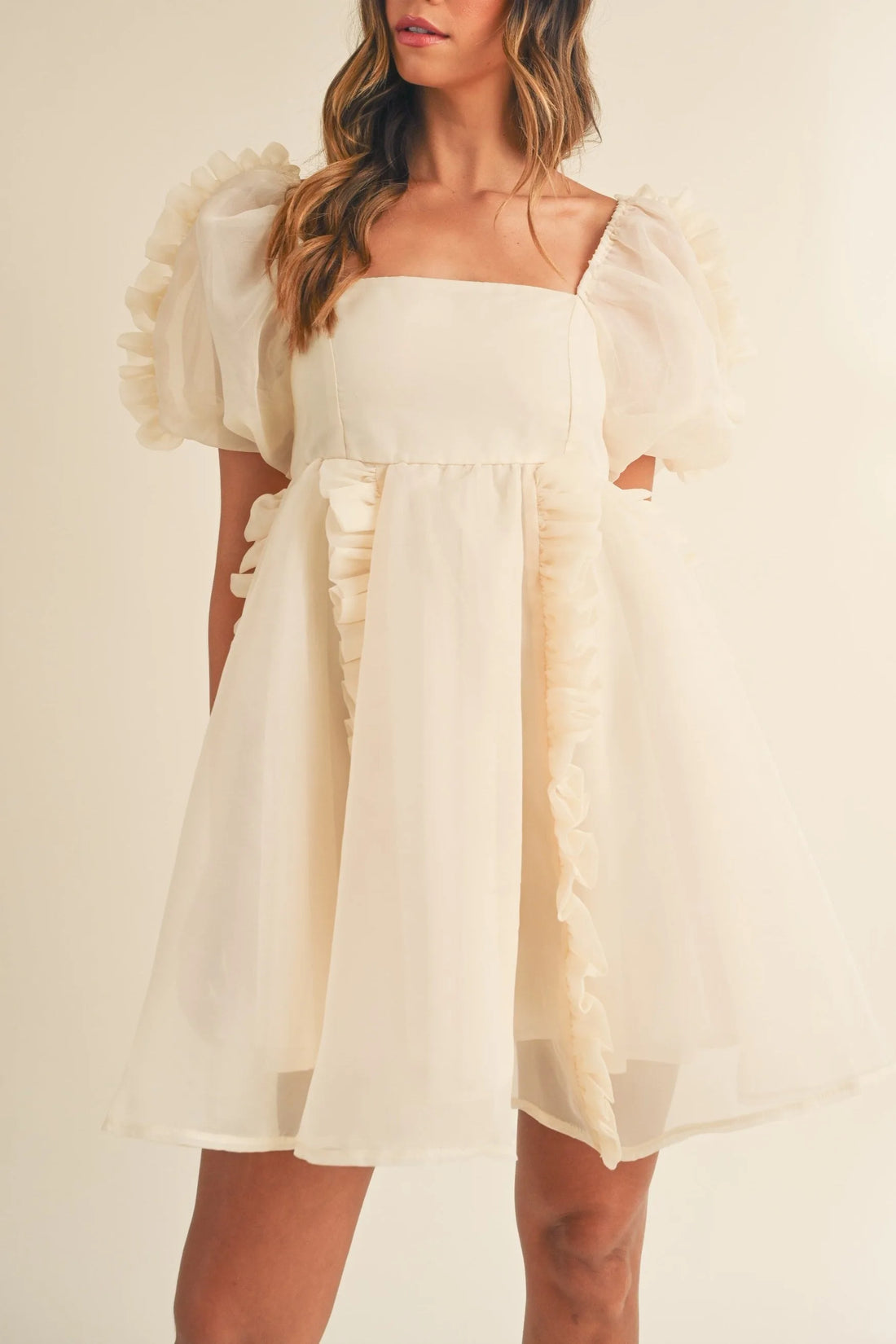 Organza Ruffle Mini Babydoll Dress