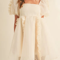 Organza Ruffle Mini Babydoll Dress