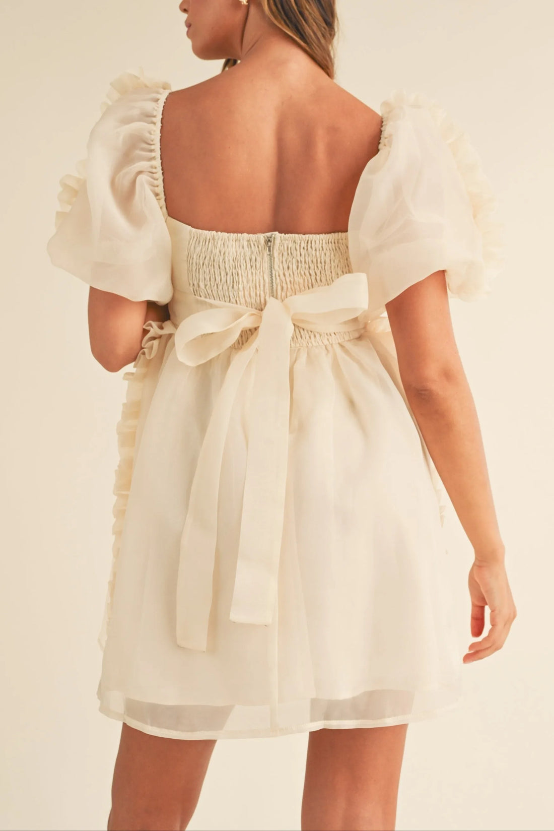 Organza Ruffle Mini Babydoll Dress