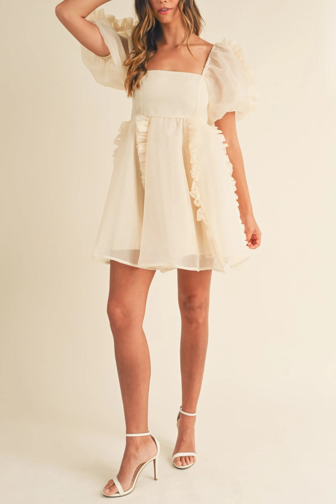 Organza Ruffle Mini Babydoll Dress