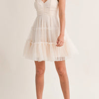 Tulle Mesh Bow Back Mini Dress