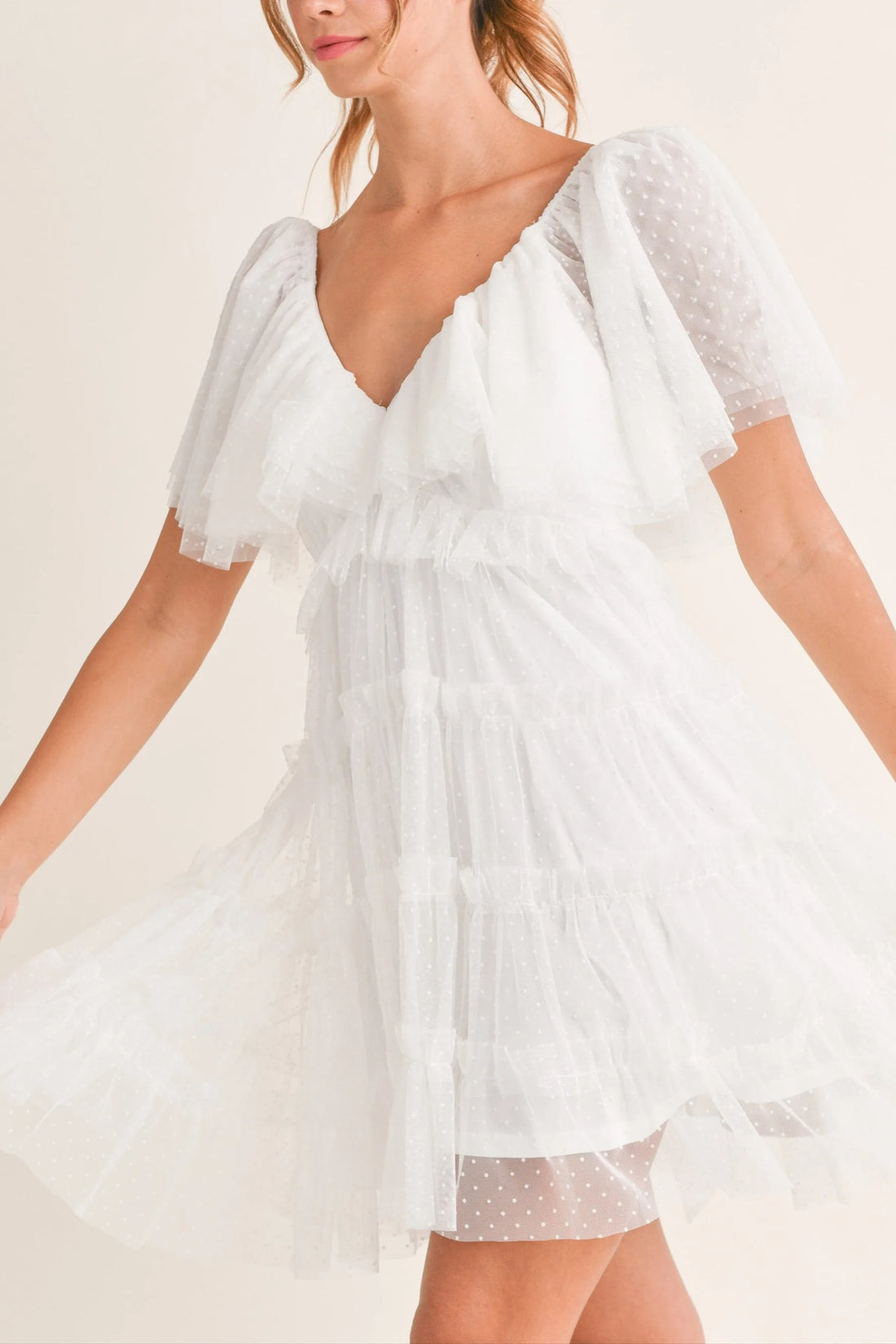 Flutter Sleeve Ruffle Mini Dress
