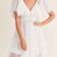 Flutter Sleeve Ruffle Mini Dress