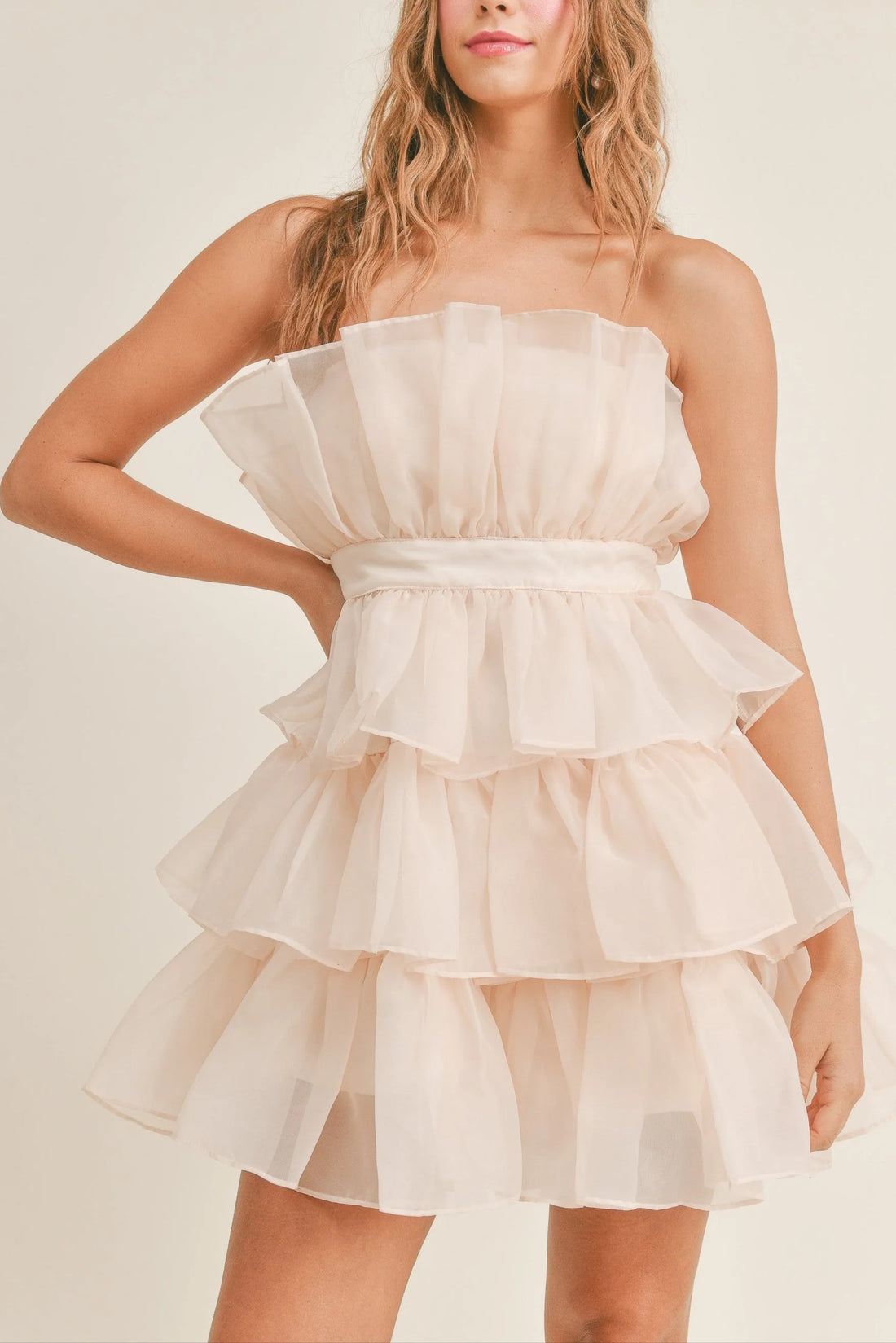 Organza Tulle Tiered Mini Dress
