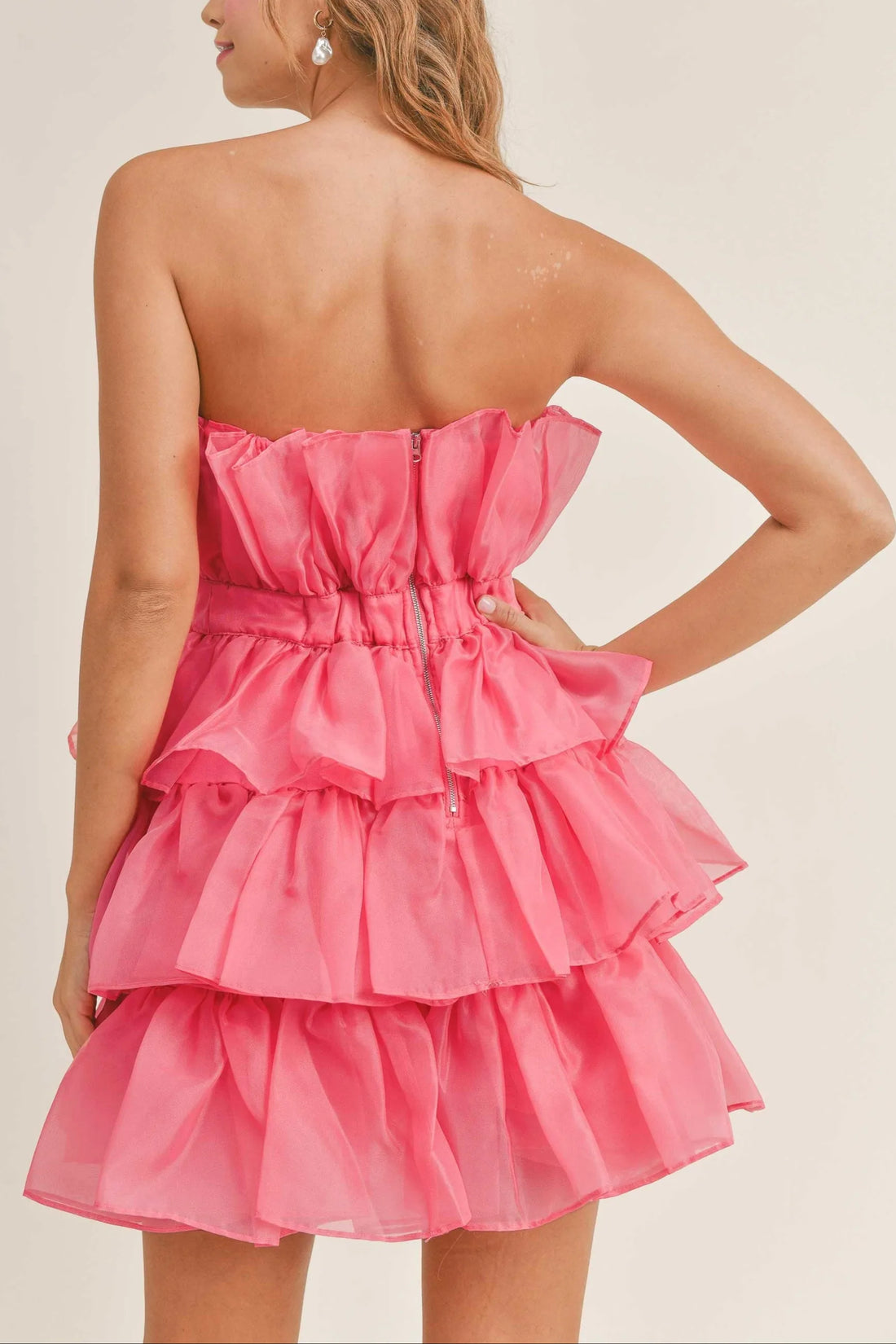 Organza Tulle Tiered Mini Dress
