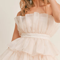 Organza Tulle Tiered Mini Dress
